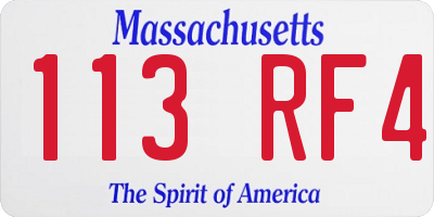 MA license plate 113RF4