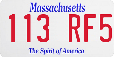 MA license plate 113RF5