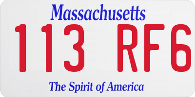 MA license plate 113RF6