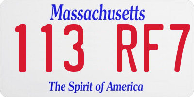 MA license plate 113RF7
