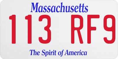 MA license plate 113RF9