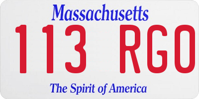MA license plate 113RG0