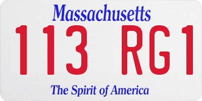MA license plate 113RG1