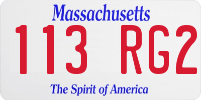 MA license plate 113RG2