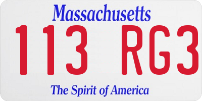 MA license plate 113RG3
