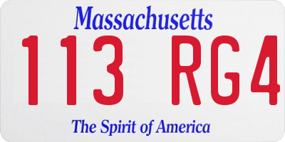 MA license plate 113RG4
