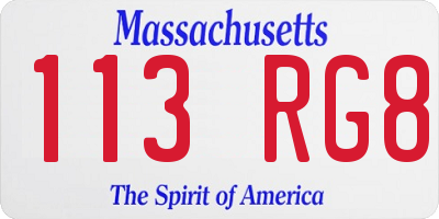 MA license plate 113RG8