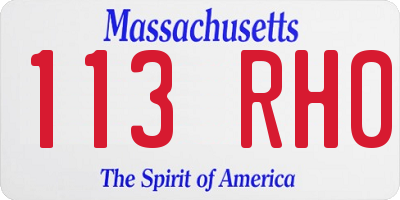 MA license plate 113RH0