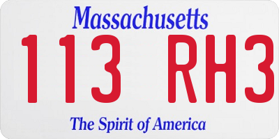 MA license plate 113RH3
