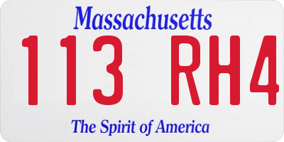 MA license plate 113RH4