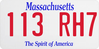 MA license plate 113RH7