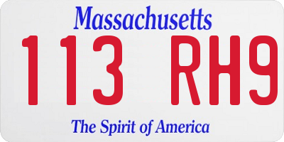 MA license plate 113RH9
