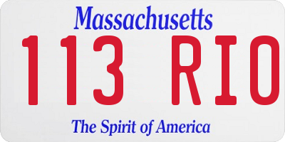 MA license plate 113RI0