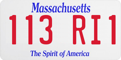MA license plate 113RI1