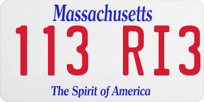 MA license plate 113RI3