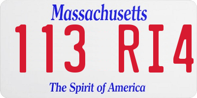 MA license plate 113RI4