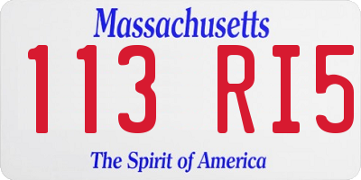 MA license plate 113RI5