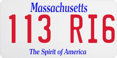 MA license plate 113RI6