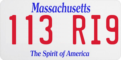 MA license plate 113RI9