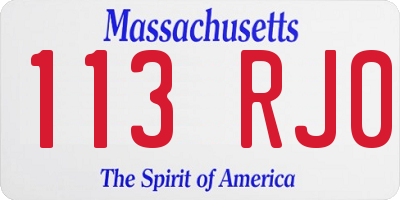 MA license plate 113RJ0