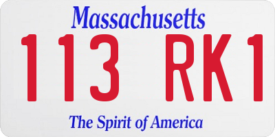 MA license plate 113RK1
