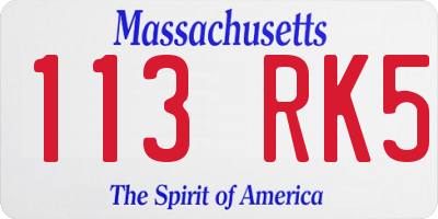 MA license plate 113RK5