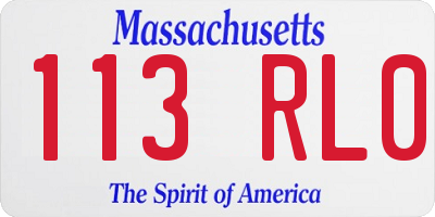 MA license plate 113RL0
