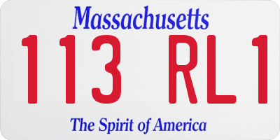 MA license plate 113RL1