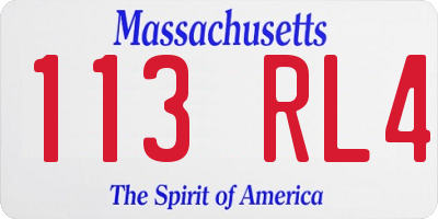 MA license plate 113RL4