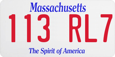 MA license plate 113RL7