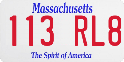 MA license plate 113RL8