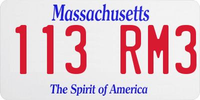 MA license plate 113RM3