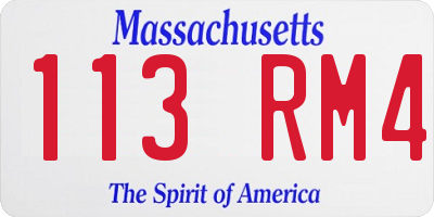 MA license plate 113RM4
