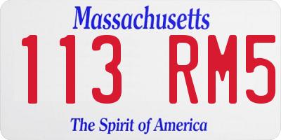 MA license plate 113RM5