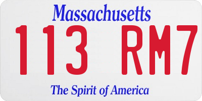 MA license plate 113RM7