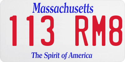 MA license plate 113RM8