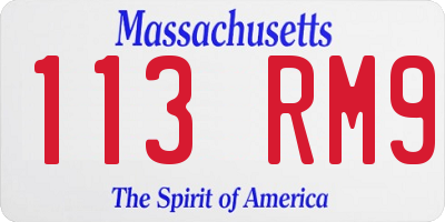 MA license plate 113RM9