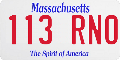 MA license plate 113RN0