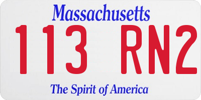 MA license plate 113RN2