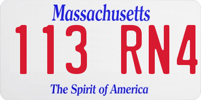 MA license plate 113RN4