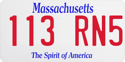 MA license plate 113RN5