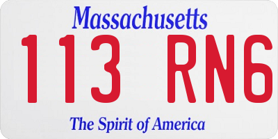 MA license plate 113RN6