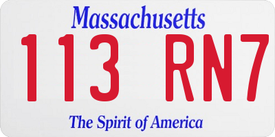MA license plate 113RN7