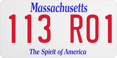 MA license plate 113RO1
