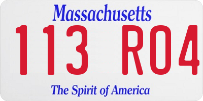 MA license plate 113RO4
