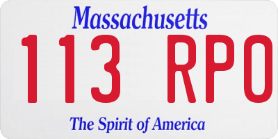 MA license plate 113RP0