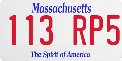 MA license plate 113RP5