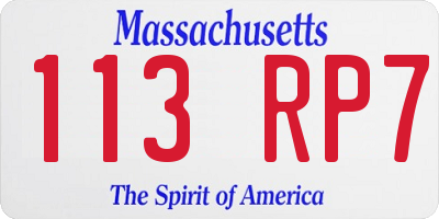 MA license plate 113RP7