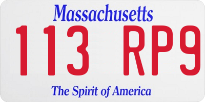 MA license plate 113RP9