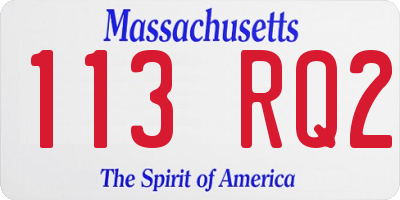 MA license plate 113RQ2